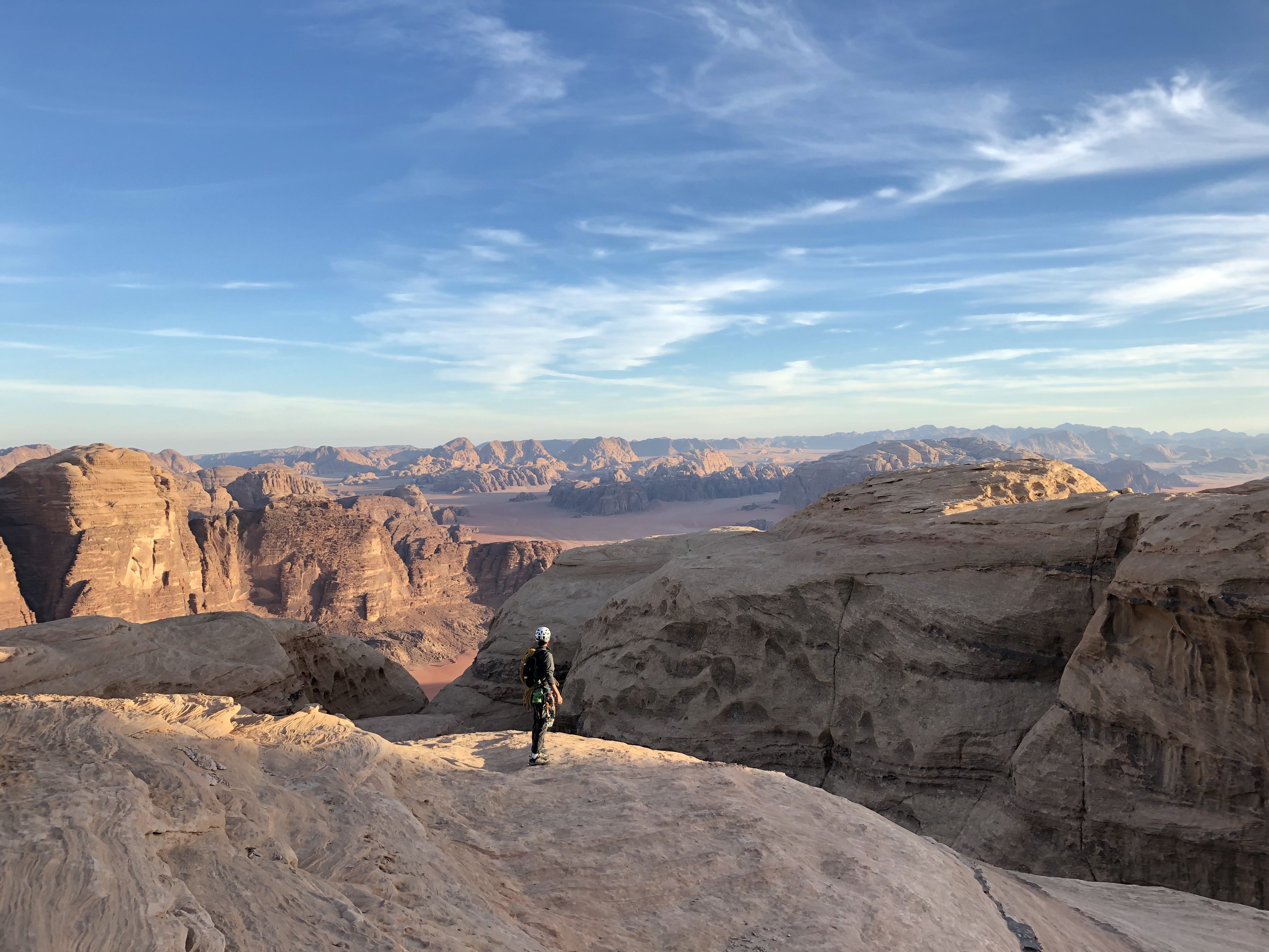 Decsending down after climbing, Wadi Rum, Jordan